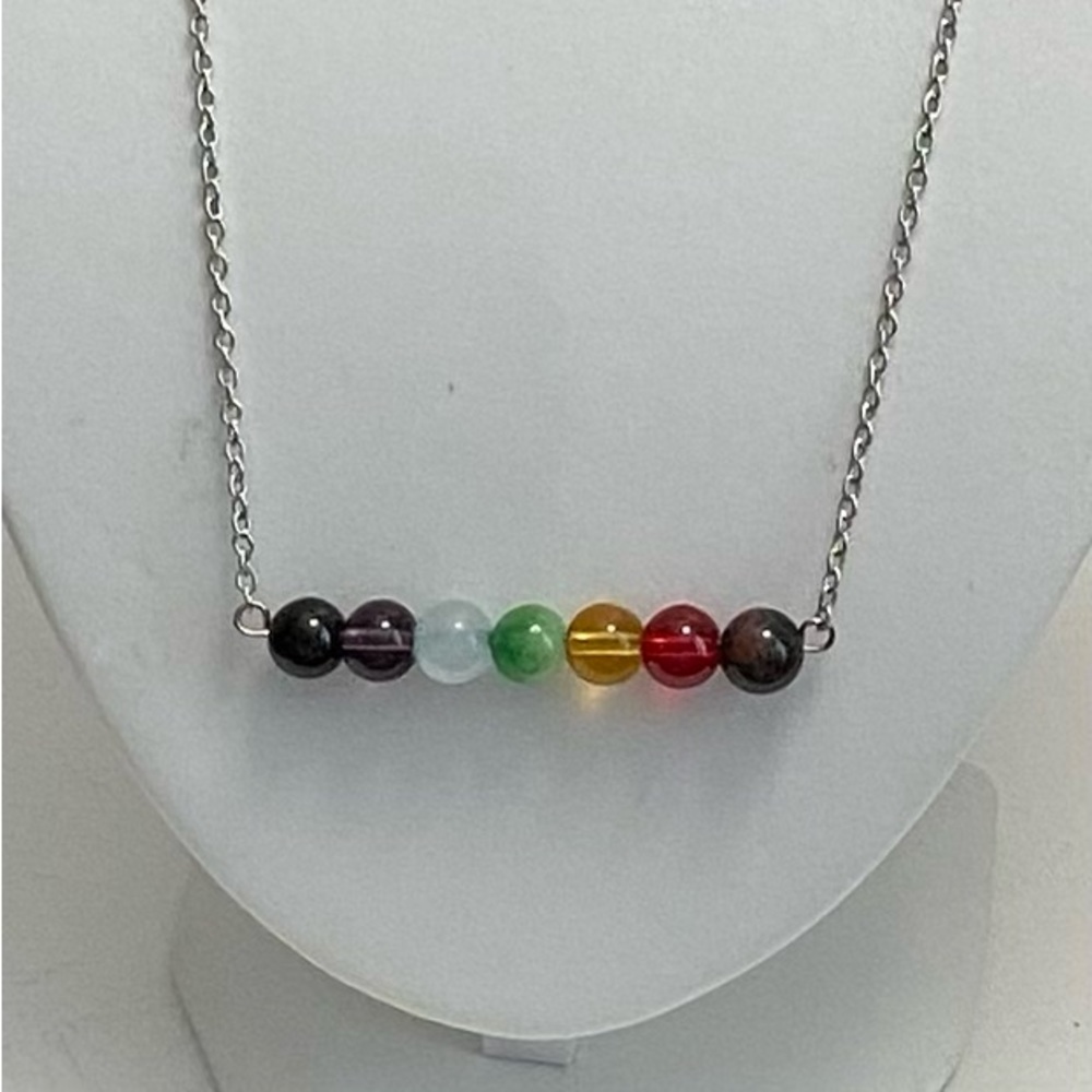 Chakra bead bar necklace NEW!!